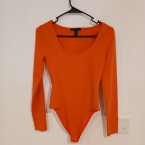 Forever 21 Orange Long Sleeve Bodysuit